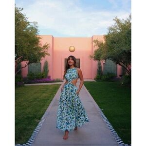 Cult Gaia Blue and Green Floral Dress